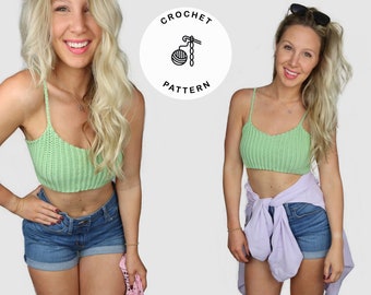 Crochet Bralette Pattern - Tank Crop Top Crochet Pattern, Top Pattern, Crochet Top, Crochet croptop, Crochet swim - Sasha Bralette