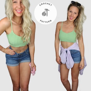 Crochet Bralette Pattern - Tank Crop Top Crochet Pattern, Top Pattern, Crochet Top, Crochet croptop, Crochet swim - Sasha Bralette