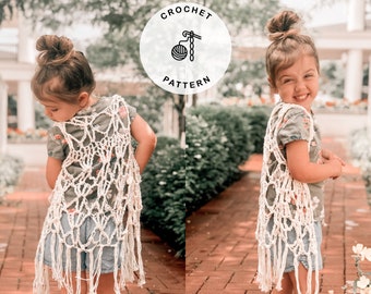 Crochet vest pattern for Child and Teen Drifter Boho Vest - Crochet PATTERN