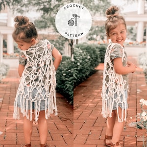 Crochet vest pattern for Child and Teen Drifter Boho Vest - Crochet PATTERN