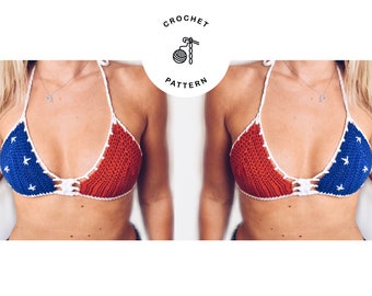 Indepencence day crochet top, crochet pattern, 4th of july, fourth of july usa red white and blue America Crochet Top Pattern