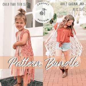 Drifter Boho Vest Pattern Bundle - Adult and child size patterns - Crochet PATTERN