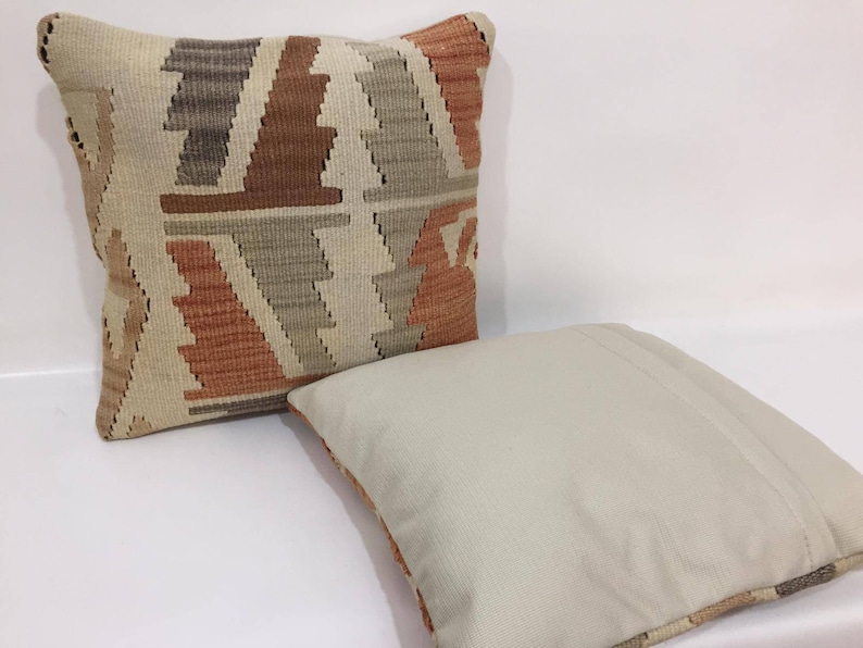Tribal Design Pair Pillow Covers Handwoven Pillow 16X16 Inch Pillow Cover Bohemian Decor Pair Kilim Pillow Pair Kilim Pillows