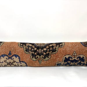 Bedding Pillow Cover with Traditional Design Oriental Long Bed Pillow Cover, Muted Orange Interior Design Carpet Rug Lumbar Pillow, 12&quot; X 47