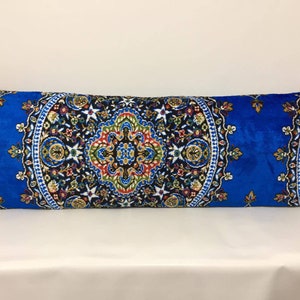 Boho chic decor, Velve pillow, Lumbar pillow, Interior pillow, 16&quot;x48&quot; Pillow cover, 40x10 cm pillow, Blue pillow, Long Bed pillow, Lumbars