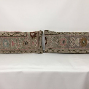 Small Pillow, Pillow Cover, Pair Pillow, Turkish Pillow, Carpet Pillow, Cushion Cover, Kilim Lumbar, Floral Pillow 10&quot; X  20&quot; Inches