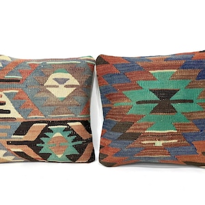16x16 Kilim Pillow Cover, Unique High Quality Kilim Pillow Cover, Handmade Vintage Cushion Cover, Muted Red Sofa Pillow Cover, 40x40 Cm