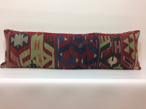 Turkish Wool Pillow Handmade Cushion Two Pillow Cover 18x18 inches 14x20 inches Kilim Pillow Cover