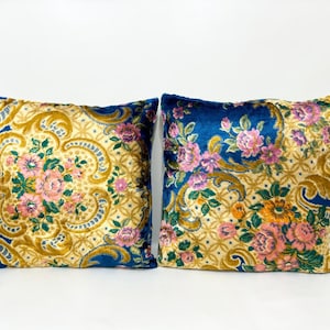 Soft vintage velvet pillow, Large pillow cover, Extra large lumbar, Pair Pillow Vintage pillow, 20X20 inches Pillow, Oriental Design Pillows