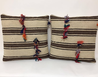 20"X20" Kilim Pillow Cover, Bohemian Decor Pillow, Kilim Pillows, Handmade Vintage Cushion, Bedding Decor, Hippie Decor, Pair Pillow Cover