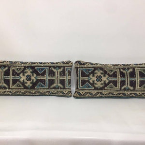 Decorative Turkish Carpet Rug Pillow Cover, Matching Cushion Cover, Pair Pillow Case, Lumbar Pillow Case, 9&quot; X 20&quot; Inches