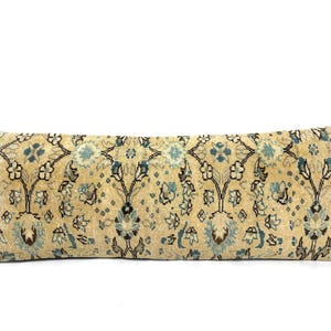 Decorative Oushak Rug Pillow, Long Lumbar Pillow Cover, 12x36 Pillow for Bed, Farmhouse Home Decor, Country Decor, Vintage Floral Pattern