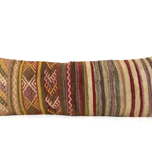 Handmade cushion, kilim pillows, vintage kilim pillow, kelim pillow cover, 14x38 lumbar pillow, kilim lumbar pillow, vintage wool pillow