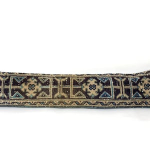 Funda de almohada lumbar larga con diseño étnico primitivo y color azul marino, 23 x 101 cm