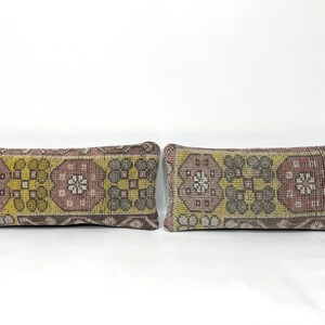 Pair Pillow Cover, Carpet Pillow, Small Intresting Pillow, Rustic Home Decor, Kilim Lumbar Pillow, Vintage Handmade Bedding Pillow Cover