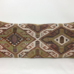 Natural Wool Pillow, 16&quot;x36&quot; Pillow Cover, Kilim Pillows, Vintage Long Pillow, Long Cushion Pillow, Handmade Cushion Cover, 40x90 Cm Pillow