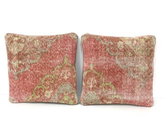 Muted Terracotta Red Pillow, Boho Couch Pillow 16x16