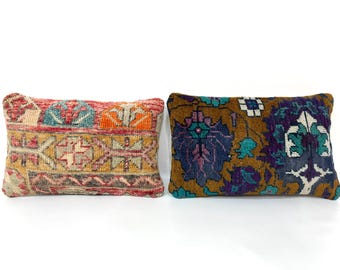 Carpet Pillow, Vintage Pillow, Kilim Pillow, Throw Pillow, Couch Pillow, Handmade Pillow, Small Cushions, 10&quot; X 16&quot; Pillow Cover, Vintage