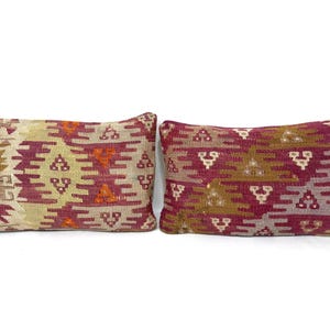 Wool Pair Pillow, Kilim Pillow Cover, Set of Two Pillows, Bohemian Pillow, Vintage Pair Pillow, Handmade Pillow, Pair Kilim Cushion 10&quot;X16&quot;
