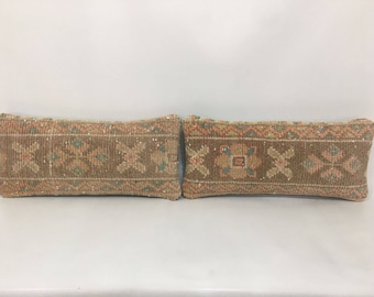 9X20 Inches Small Pillow Cover, Carpet Lumbar Pillow, Chair Pillow, Pair Pillow, Wool Pillow, Pair Kilim  Pillow, Vintage Pillow Armchair