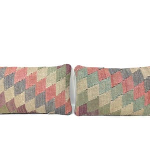 Handwoven Kilim Pillow Cover: Vintage Turkish Wool Accent Pillow (12x20)