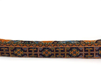 Pomarańczowo-granatowy, orientalny, lędźwiowy podparcie, tradycyjny wzór, bardzo długi, 11 x 58 cali