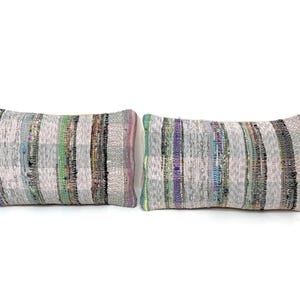 Pair Pillows, Set of Two Pillows, Vintage Textile Lumbar Pillow Cover, Turkish Kilim Pillow, Matching Pillows, 10 X 16 Inches