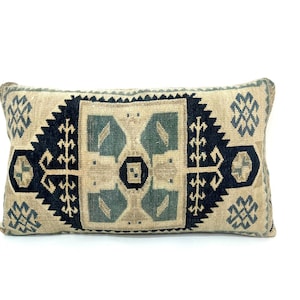 Long Lumbar Pillow, Turkish Rug Pillow, Boho Lumbar Pillow, Body Pillow Cover, Long Pillow, Bed Pillow, Unique Beautiful Design Pillow 16x28