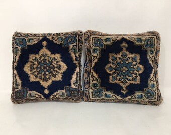 Vintage Carpet Pillow Cover, Natural Wool Carpet Pillow, Bohemian Kilim Pillow, Pair Pillow For Bed, Bedding Pillow 12&quot; X 12&quot; Inches