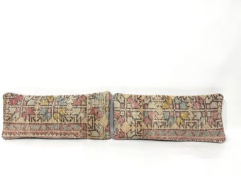 9&quot;X20&quot; Pillow cover, Handmade cushion, Lumbar pillow covers, Kilim lumbar, Modern pillow, Moroccan cushion, Bohemian design, Pillow Pair