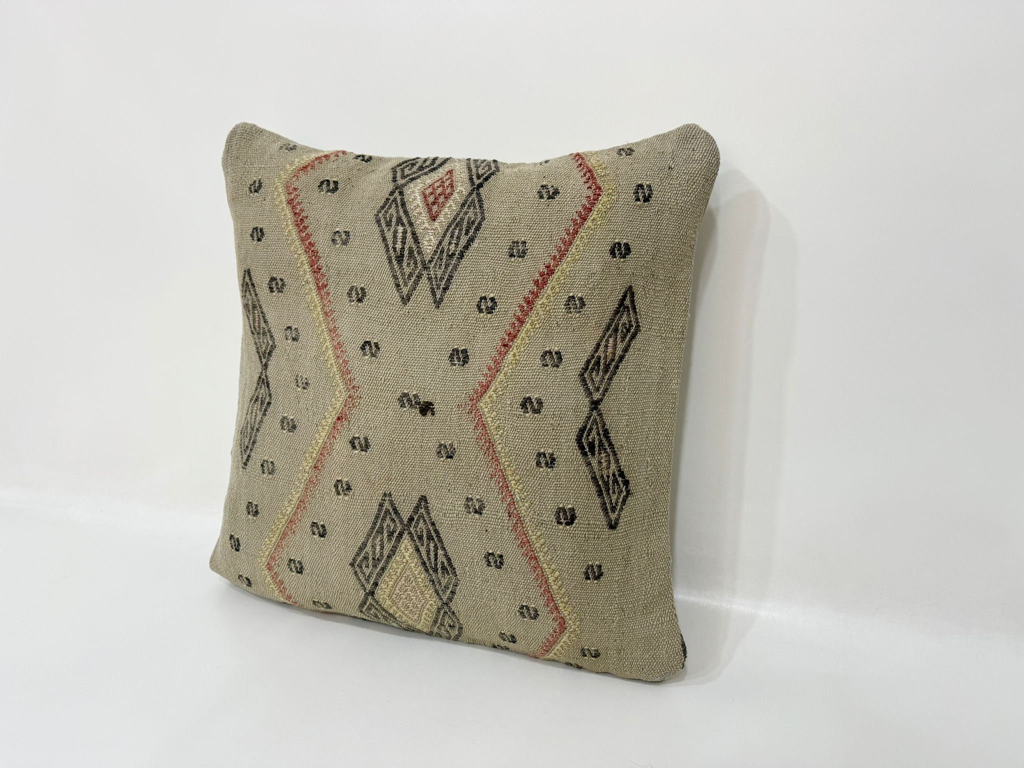 Nawypu Indian Kilim Pillow Cover Authentic Boho Jute Cushion Case Decorative Throw Cushion Cover Ethnic Square Housewarming Pillow For Living Room