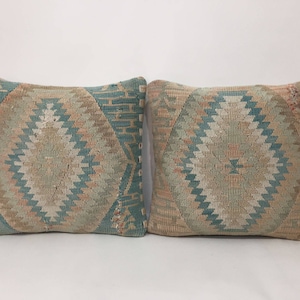 Kilim Pair Pillow, Pair Pillows, Matching Kilim Pillow, Kilim Cushion Cover, Antique Pillow, Pillow Cover, Turkish Pillows, 16” X 16” Pillow
