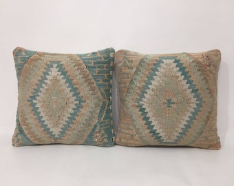 Kilim Pair Pillow, Pair Pillows, Matching Kilim Pillow, Kilim Cushion Cover, Antique Pillow, Pillow Cover, Turkish Pillows, 16” X 16” Pillow