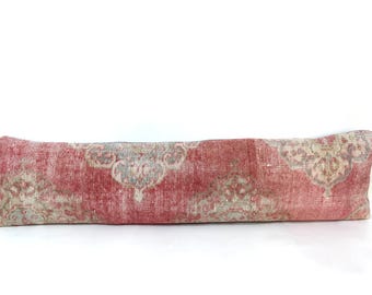 Handwoven Wool Lumbar Pillow Cover, Boho Ethnic Bed Pillow 13x49