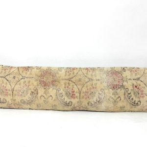 Extra Long Lumbar Pillow, Muted Soft Color Lumbar Pillow, Long Bedding Pillow Cover, Traditional Design Handmade Long Pillow Cover 12&quot; X 48&quot;