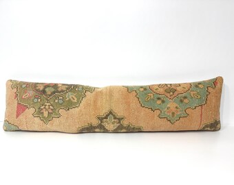 12X48 Neutral Beige Tan Sand Peach & Sage Green Minimal Boho Long Pillow for Bench Sofa Decor