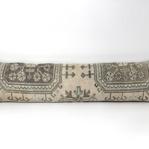 Long Lumbar Pillow, Floral Design Antique Carpet Rug Lumbar, Extra Long Lumbar Pillow Cover, Bedding Pillow, Bedroom Decor Pillow 12x48 Inch