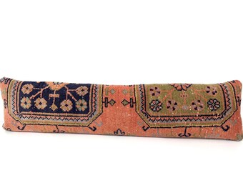 Handmade Long Lumbar Pillow Cover, Turkish Traditional Pillow for Bed and Bench 12x48, Extra Long Lumbar Pillow, Muted Color Pillow