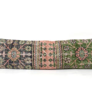 Extra Long Lumbar, Bed Pillow Lumbar, Pillow Cover for Bed, Bedding Farmhouse Pillow, Interior Pillow, 12&quot; X 44&quot; Navy Blue and Green Colors