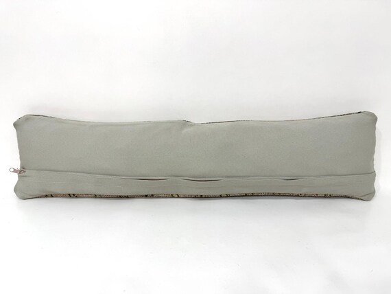 Langes schmales Teppichkissen, ethnischer primitiver Bettwäsche-Kissenbezug, türkisches Boho-Innendesign-Kissen, schmales langes Kissen 8 