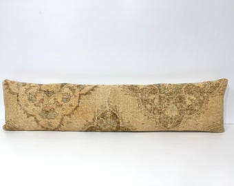 Cojín lumbar extralargo estilo Oushak antiguo, tonos tierra neutros 12X51
