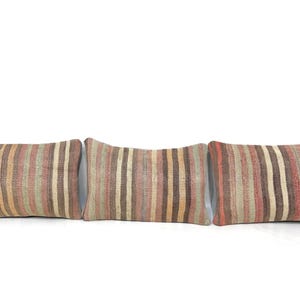 Vintage Lumbar Triple Pillow, Kilim Pillow, 10&quot; X 16&quot; Pillow Cover, Angora Wool Bedding Pillow, Triple Lumbar Pillow Cover, Throw Pillow