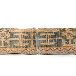 Housse De Coussin Ancienne En Laine Tissée Main - Motif Oriental Vintage (lot De 2)