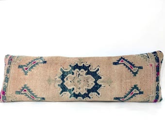 Oreiller Long Turc En Laine – 8x48 Pouces – Coussin Lombaire Ou Décoration – Zip