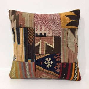 18"X18" Pillow cover, Kilim Pillow, Home living, Large cushion, Square pillow cover, Natural wool pillow, 45x45cm Pillows,Throw large pillow