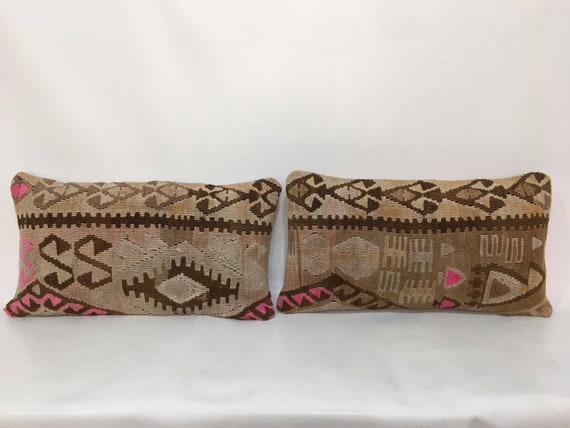 Pair Small Designer Lumbar Pillows