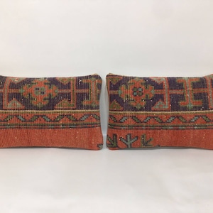 Small Carpet Pillow Covers, Pair Wool Cushion Covers, Chair Cushion Cover, Matching Pillow Case, 10 X 16 Inches
