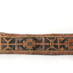 Antique Caucasian Kilim Lumbar Pillow Cover: Turkish Wool Bolster (11x42 inches)