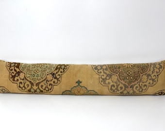 11x54 Long Lumbar Pillow for Bed, Antique Traditional Design Carpet Pillow