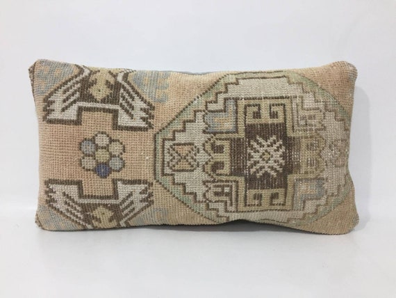 Vintage Carpet Pillow Handmade Decorative Pillow Carpet Rug Pillow Cover Muted Color Pillow Lumbar Pillow Cover Long Pillow 15 X 27 Etsy